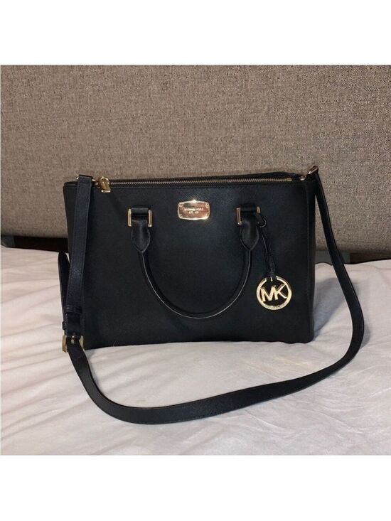 Michael Kors Handbags - Michael Kors Black Satchel with Gold Accents and Adjustable Strap